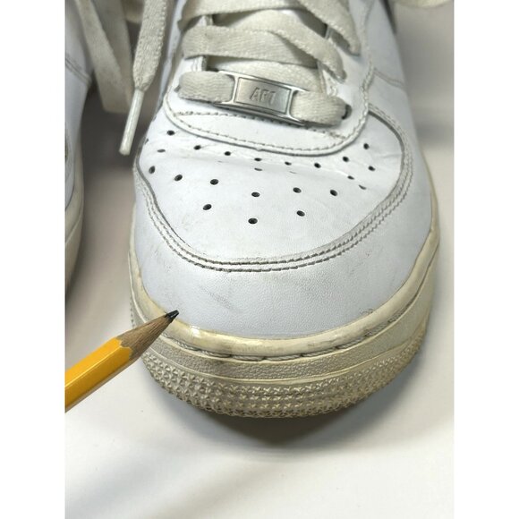 Youth 6.5 6.5Y Nike Air Force 1 AF1 triple white mid sneakers shoes - Picture 7 of 16